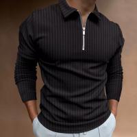 Camisa polo de manga larga con cremallera a rayas para hombre de otoño e invierno - details 1