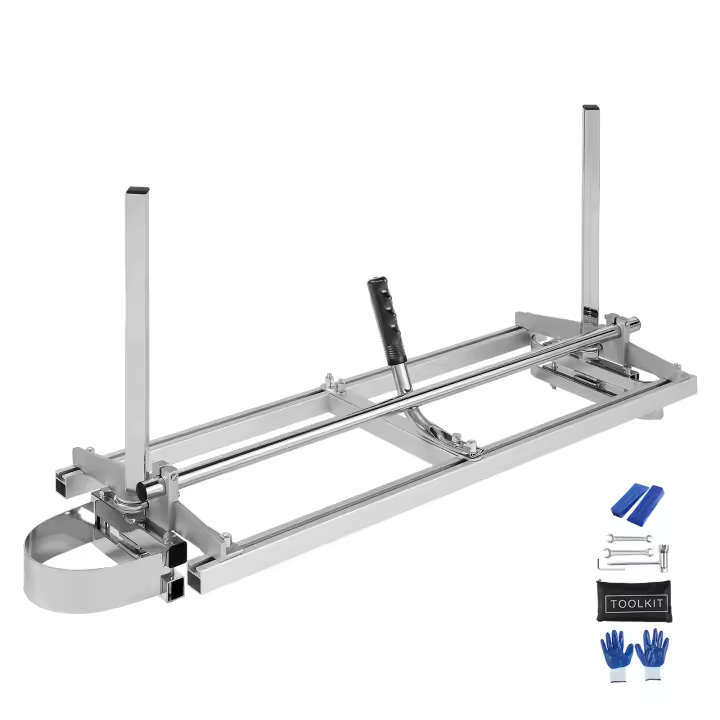 SucceBuy Sierra portátil, barra guía de 14"-36", acero galvanizado, tablones de motosierra de 0,2"-11,81" de espesor, sierra de corte transversal de madera para constructores, plateado - 1