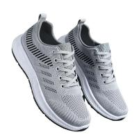 Nuevo 2025 zapatos para correr de punto gris para hombre, zapatos deportivos ligeros de malla transpirable para entrenamiento de gimnasia, zapatos informales antideslizantes - details 2