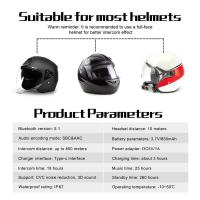 Moto walkie-talkie Casco de moto Auricular Bluetooth 5.1 6 conductores 800 metros comunicador impermeable - details 7