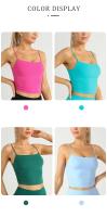 Tops con tirantes de Color sólido para mujer, ropa de Yoga deportiva, con pliegues, transpirable, para gimnasio, entrenamiento, correr - details 4