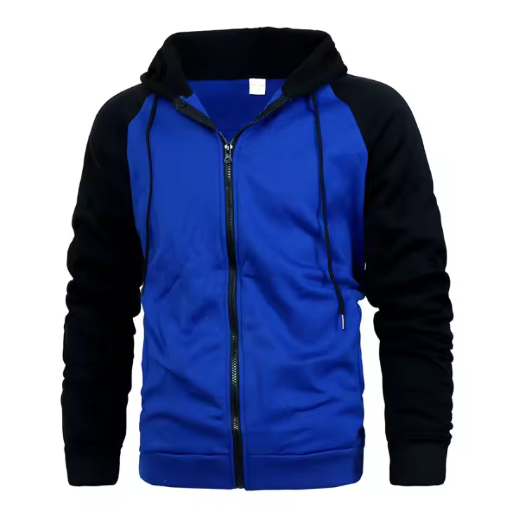 Nuevos hombres de prendas de vestir exteriores, moda bloqueada de color con mangas, sudadera con capucha para hombres, top deportivo casual - 1