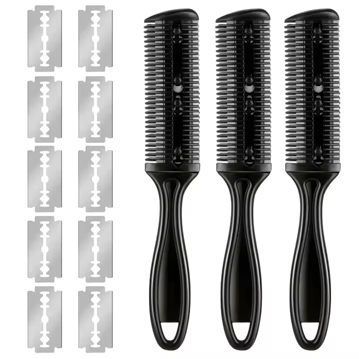 Maquinilla de afeitar para el cabello, peine de corte de pelo de doble cara con 10 cuchillas de acero inoxidable, 3 piezas - 1