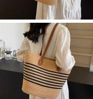 Bolso de estilo francés para mujer, gran capacidad, nuevo bolso versátil de hombro tejido de paja, bolso de mano para vacaciones en la playa - details 14