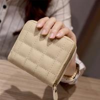 Cartera Corta para Mujer de Cuero PU Estilo Plaid con Hilo Cartera Pequeña con Cierre de Cremallera Bolsa para Tarjetas y Monedero Elegante - details 5