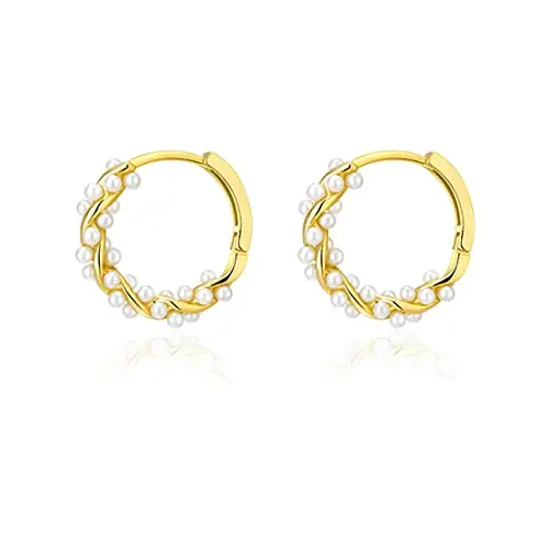 Pendientes de Ar con Perlas de Plata de Ley 925 para Mujer, pendientes de Ar con Perlas para adolescentes, pendientes de Novia para Boda - 1