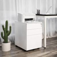 Mueble Archivador de Metal con Cerradura Cómoda, Cajonera con Ruedas, 3 Cajones, para Oficina, 52 x 39 x 60 cm, Cuerpo del Armario Preensamblado, Blanco OFC60WT - details 3