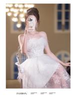 Vestido de Noche Blanco de Pluma de Hada Lujo Ligero Francés para Mujeres - details 6