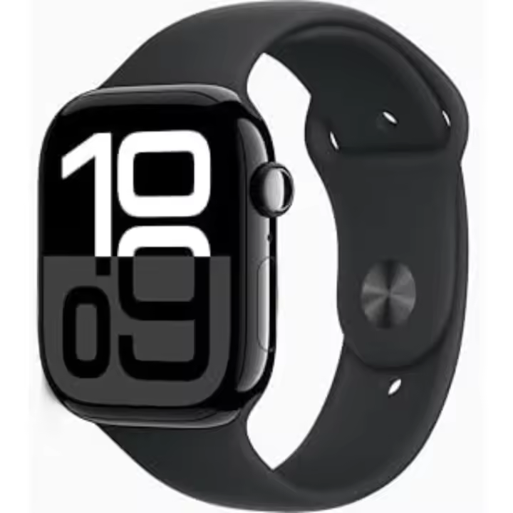 Apple Watch Series 10 [GPS, 46 mm] - AC Azabach de aluminio con correa deportiva negra, S/M (actualización avanzada) - 1