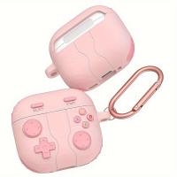 Funda protectora de silicona para AirPods 4 2024, diseño de controlador de juego, mosquetón antipérdida incluido, cubierta a prueba de golpes para auriculares - details 1