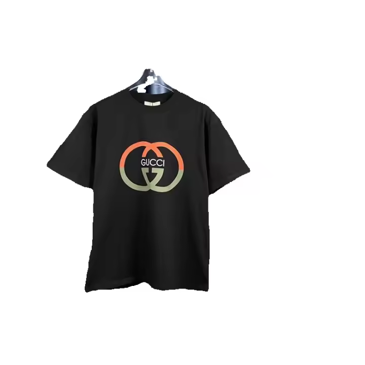 FSTN07 GU--CCI Camiseta para hombre Estilo clásico Manga corta Logotipo de caballo Camiseta informal de negocios con cuello redondo para hombre - 1