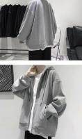 Sudadera con capucha deportiva para hombre, sudadera holgada de forro polar de color sólido - details 5
