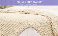 Chunky Knit Blanket Throw, Cream Yarn Chunky Blanket, Large Chunky Knit Throw Blanket for Couch, Chunky Throw Blanket for Bed - details 1