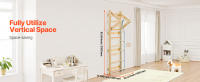 Escalera Sueca SucceBuy para Gimnasio en Pared, Equipo de Ejercicio y Juego Interior 4 en 1, Barras de Gimnasia de Madera Ajustables de 8 Niveles, Capacidad de 220 lbs, Set de Escalada Interior con Anillos, Barra de Dominadas, Escalera de Cuerda y Escaler - details 2