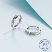 Pendientes de plata de ley 925 para hombres, aretes de aro lisos versátiles clásicos, a la moda, con personalidad, simpl - details 0
