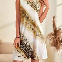 Vestido MIDI estampado en color degradado para mujer, chaleco sin mangas con bolsillos, informal, a la moda, cuello redondo - details 6