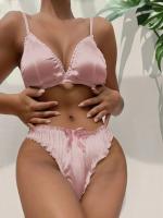 Conjunto de lencería erótica con lazo para mujer, ropa interior sexy con escote profundo en V, sin aros, pijama bonito de dos piezas - details 8