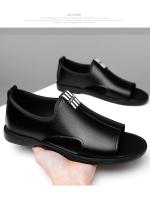 Sandalias romanas de cuero con punta abierta, transpirables y huecas para hombre, de verano 2025, con suela suave y superficie suave. - details 3