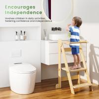 Ajustable en Altura de 2 escalones,Torre Multiusos para Niños Fácil de Montar (Color de la Madera) - details 5