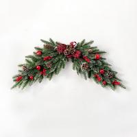 Colgante DIY corona navideña Artificial Bowknot bayas rojas vibrantes guirnalda de árbol de Navidad piñas PVC ventana decoración colgante puerta - details 4