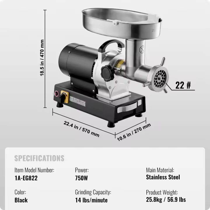 SucceBuy Picadora de carne eléctrica, kit de platos y salchichas, picadora resistente para uso doméstico y comercial - 1