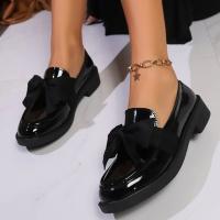 Mocasines de un pie con nudo de lazo para mujer, Color sólido, Charol, Cómodo, Suela gruesa, Zapatos suaves - details 8