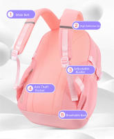 Mochila Escolar para Niñas OKKID Capacidad Grande, Múltiples Bolsillos, Diseño Rosa Lindo - details 3