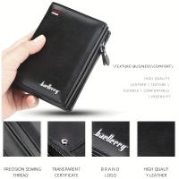 Baellerry-cartera corta de cuero PU con cremallera para hombre, monedero Vintage de gran capacidad, tarjetero - details 2
