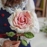 Flor de gancho tejida hecha a mano, regalo del Día de la madre de San Valentín, rosa Artificial de tacto Natural - details 5