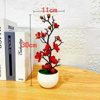 Simulación de estilo chino para decoración de mesa, plantas artificiales de invierno con maceta, para sala de estar, armario, 1 unidad - details 7