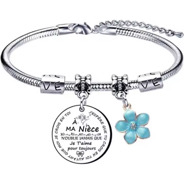 Pulsera de acero inoxidable con etiqueta y letras de acero, la más vendida en Italia. - 1