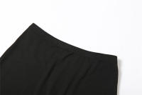 BUNO-Conjunto de dos piezas de verano para mujer, color sólido, manga corta, color sólido, tops cortos y falda larga - details 23