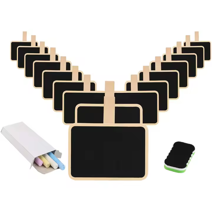 16 Pizarra oscuro de rectangular flexible de pizarra vinilo removible para escribir, pintar con cinco tiza de tinta y dos telas - 1