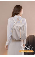 Bolso para mujer Mochila estética Diseño de moda Bolsos para niña Tela plisada Cordón Lindo Mochila fina Mochila escolar súper ligera plegable - details 6