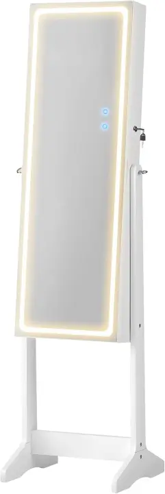 Espejo Joyero, Armario con LED, Organizador de Joyerías, Blanco - 1