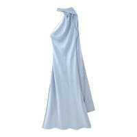BUNO-Vestido de fiesta con cuello Halter y cinta de satén para mujer, vestidos elegantes sin espalda y hombros descubiertos, batas lisas para primavera 2025 - details 34