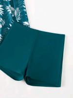 2025 Vestido corto Tankini con pantalones cortos traje de baño para mujer traje de baño femenino acolchado estampado traje de baño ropa de playa para nadar verano - details 15