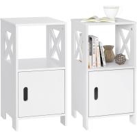 Mesa de Noche Moderna con Cajón Abierto y Puerta 30x30x60 cm MDF TSR166ws-2 - details 0