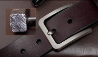 Cinturón de cuero genuino para hombre, hebilla retro, cinturón de piel de vaca versátil, 125 cm, regalo para hombre - details 4