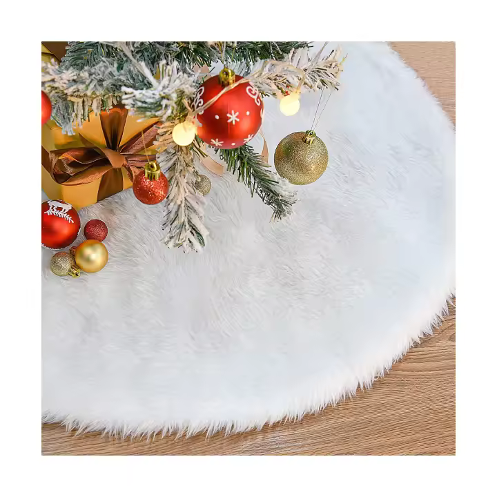 78CM Falda De árbol De Navidad, Blanco como La Nieve Felpa Gruesa Cubierta De La Base del árbol De Navidad Alfombra del Piso para Las Decoraciones Navideñas De Año Nuevo - 1