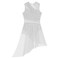 Elegante Traje de Patinaje de Hielo para Mujeres Leotardo de Ballet de Malla Transparente sin Mangas Traje de Baile Lírico Contemporáneo - details 98