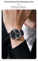 Reloj Deportivo de Cuero de Lujo para Hombres Hannah Martin Estilo de Negocios Negro de 42mm - details 6