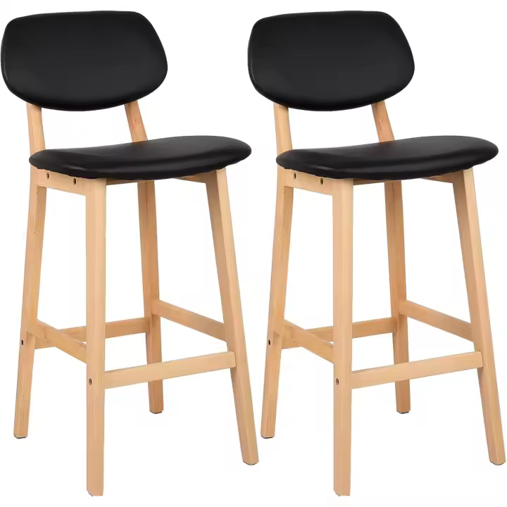 Bien Acolchado Asiento y Respaldo de Cuero Artificial Silla de Diseño Madera Blanco - 1