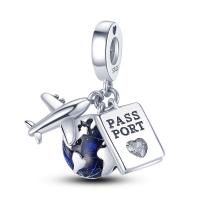 Colgantes de plata de ley 925 para mujer y niña, abalorios de viaje, avión, pasaporte, pulseras, collares, regalo de joyería - details 0