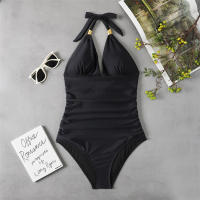 Trajes de Baño de Una Pieza para Mujer, Bañador elegante, Reductor, Halter, Playa, Verano, Push Up, Aprieta Barriga, Tankinis - details 3