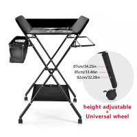 Cambiador de bebé plegable y portátil, estación de pañales con ruedas, altura ajustable - details 1