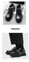 Zapatos derby de suela gruesa con punta cuadrada, zapatos negros de traje casual para jóvenes. - details 5