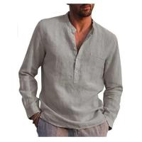 2025 Camisa de manga larga con cuello en V de lino para hombre, ropa de playa informal transpirable, ropa informal de negocios para hombre, superventas de verano - details 4