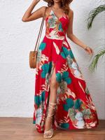 Vestido con tirantes sin espalda y separación de muslos con estampado tropical 2025 - details 20