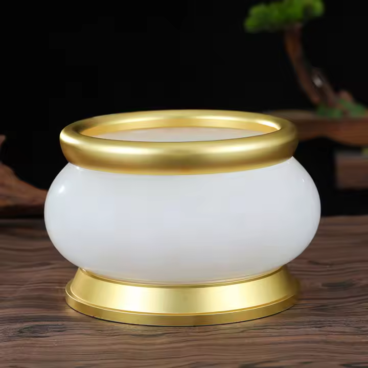 Buda de Jade Liuli en Casa Ofrenda Interior con Sutra del Corazón y Flor de Loto - 1